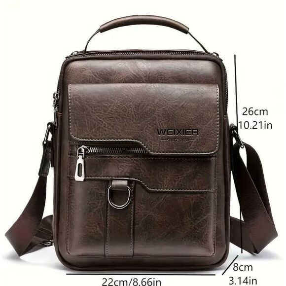 NWT WEIXIER Vintage Brown Shoulder Spacious Multi-Pocket Office Travel Bag - Picture 1 of 16